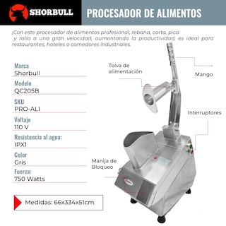 Foto 8 | Procesadora de Alimentos 9 Discos Shorbull Qc205b