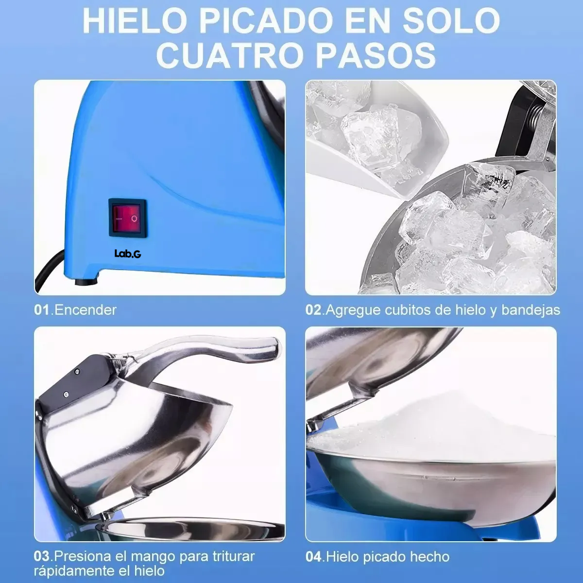 Foto 6 pulgar | Maquina Raspados Hielo Rasuradora Triturador Hielo Nieve Lab.g Azul