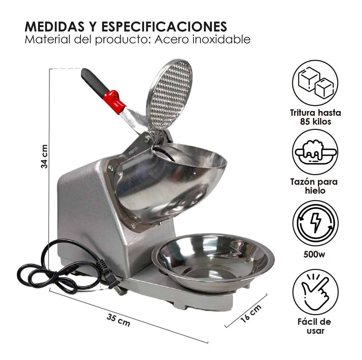 Foto 4 pulgar | Maquina Trituradora De Hielo  Lab.g Para Raspados Electrica Gris
