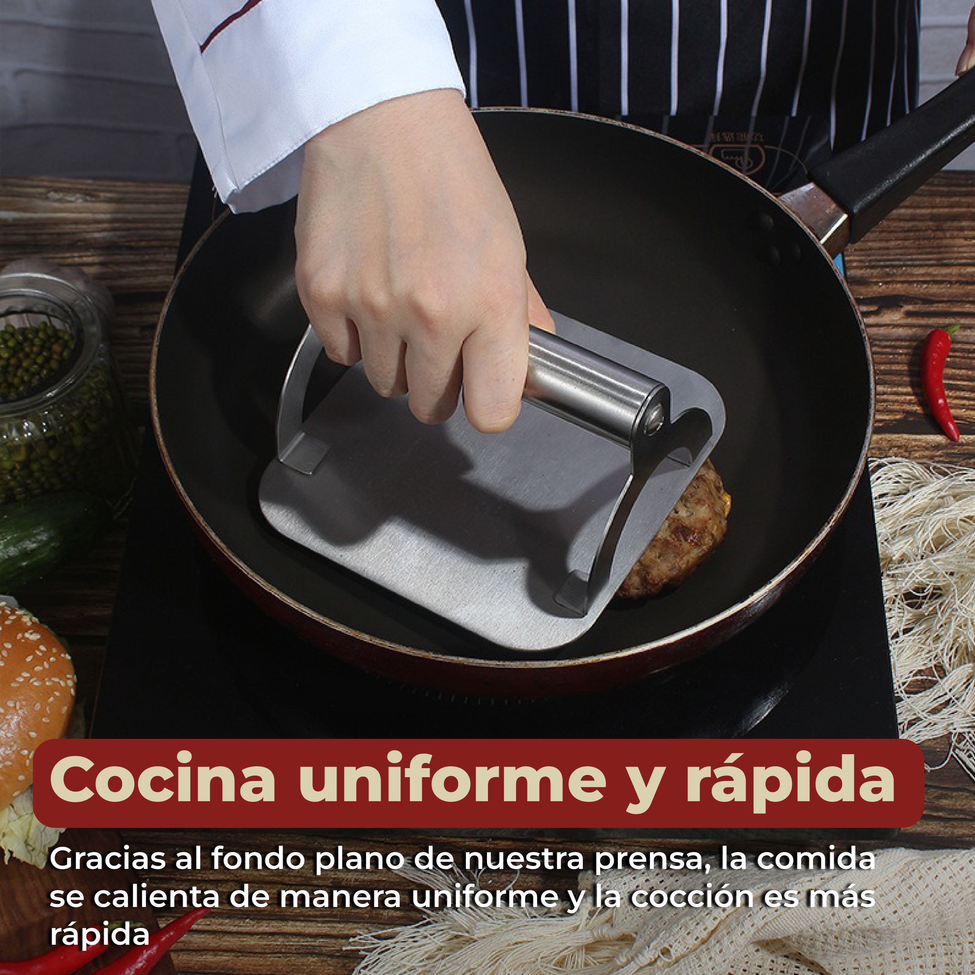 Foto 5 pulgar | Prensa de Hamburguesas de 13.8 cm Antiadherente Multifuncional