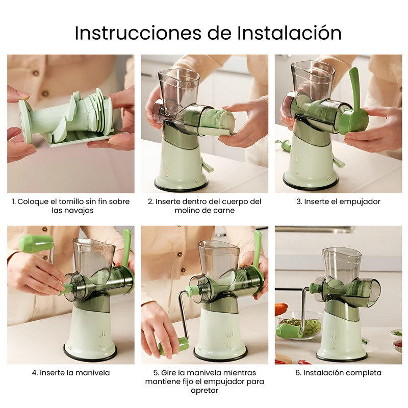 Foto 7 pulgar | Molino de Carne y Alimentos Manual Hiperware con Recipiente color Verde
