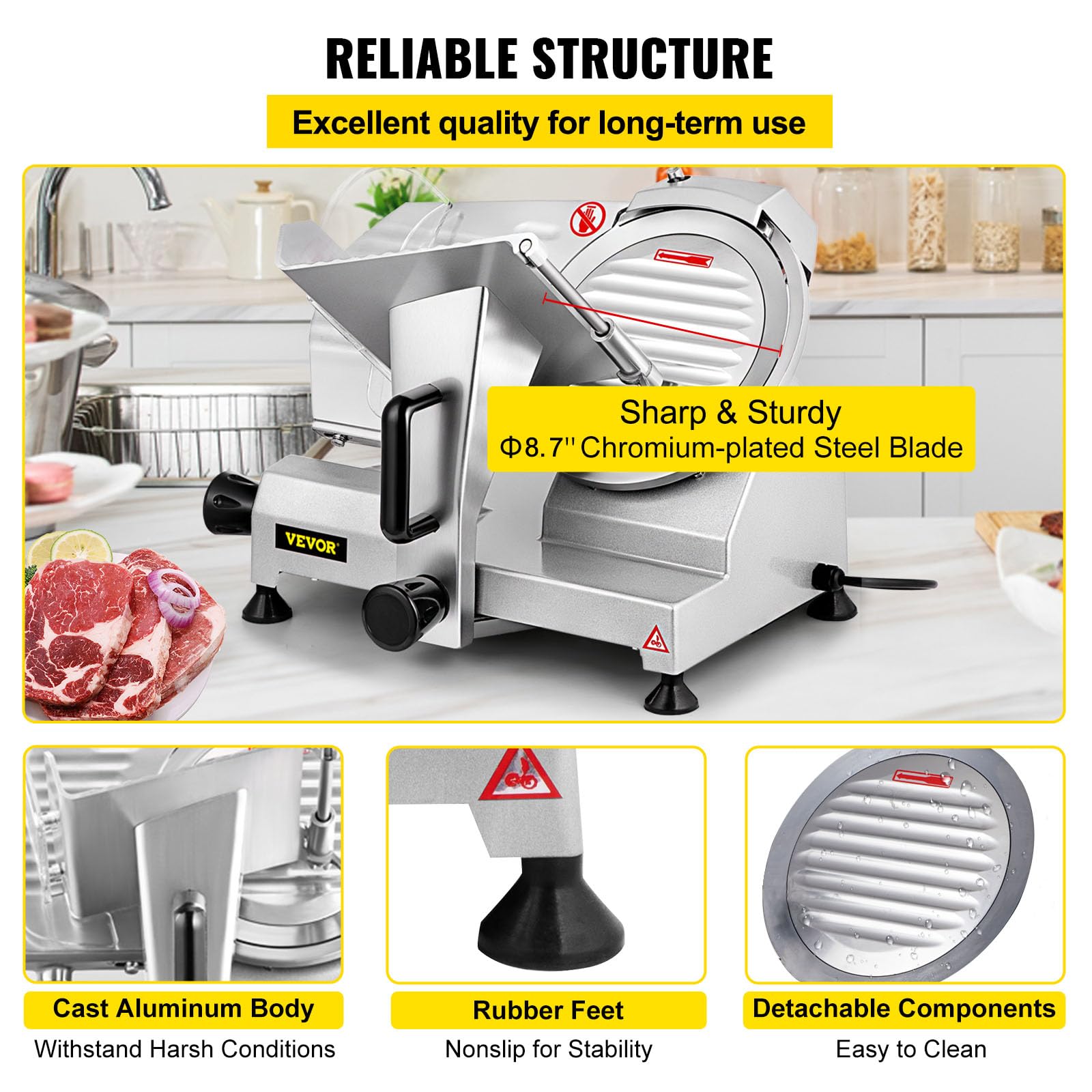 Foto 5 | Cortadora Eléctrica de Carne Vevor 200 W 1200 Rpm 8.7 Pulgadas - Venta Internacional
