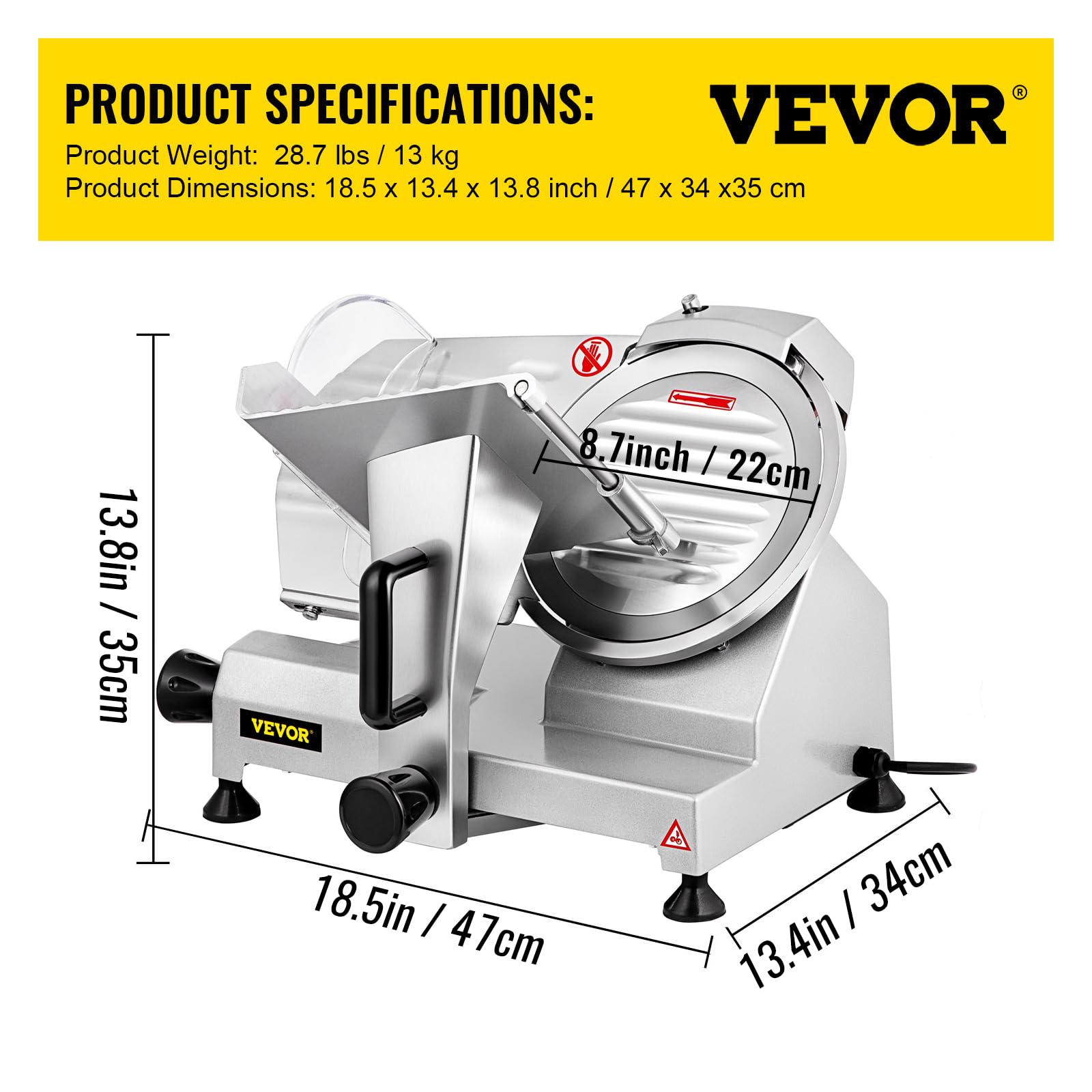 Foto 7 | Cortadora Eléctrica de Carne Vevor 200 W 1200 Rpm 8.7 Pulgadas - Venta Internacional