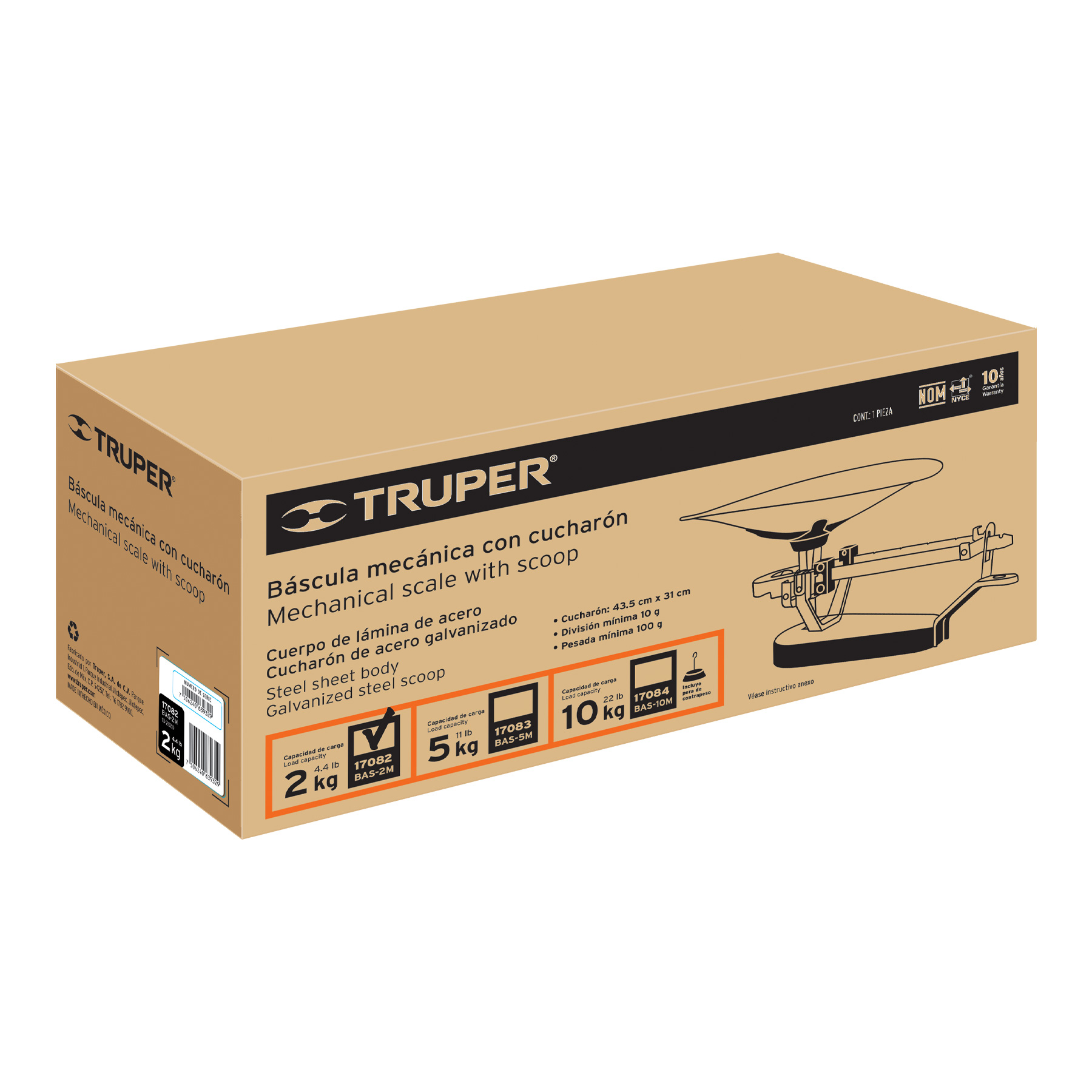 Foto 4 pulgar | Báscula Capacidad 2 Kg Mecánica Con Cucharón Truper Bas-2m color Naranja