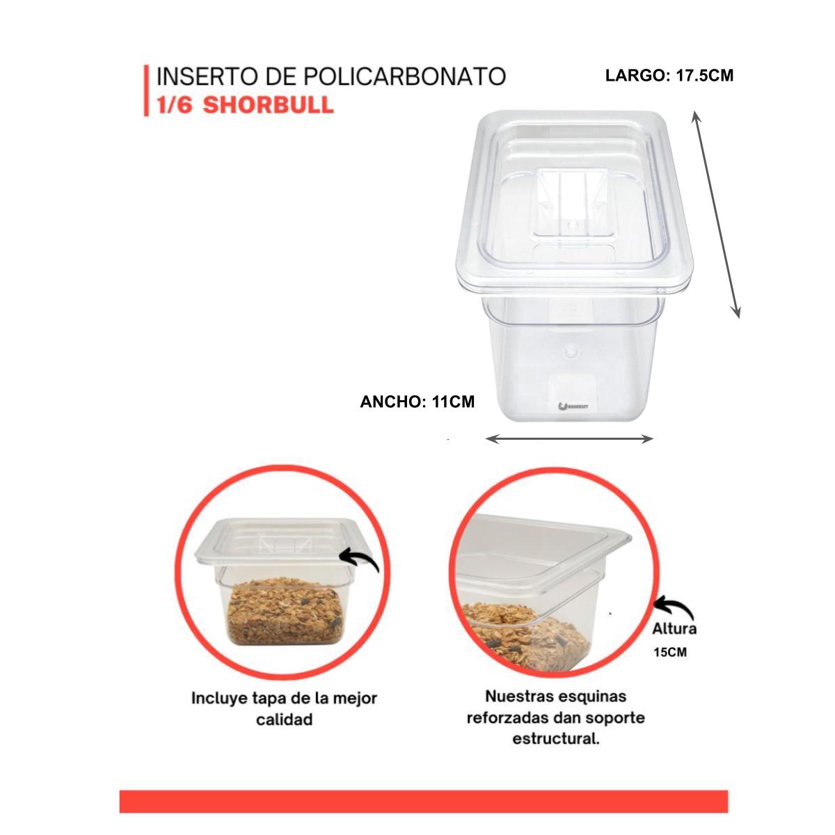 Foto 6 pulgar | Inserto Shorbull GNP1019-150 Transparente Noveno 1/9 Policarbonato con Tapa 15 cm
