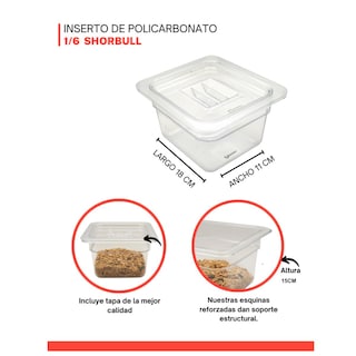 Foto 4 | Inserto Shorbull GNP1016-150 Transparente Sexto 1/6 Policarbonato con Tapa 15 cm