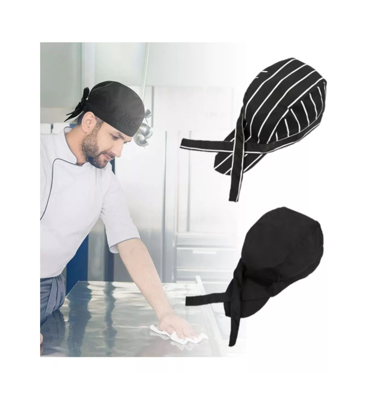 Foto 3 pulgar | Sombrero Cocinero Gorra Gorritos Chef Cabeza Ajustable 2pcs