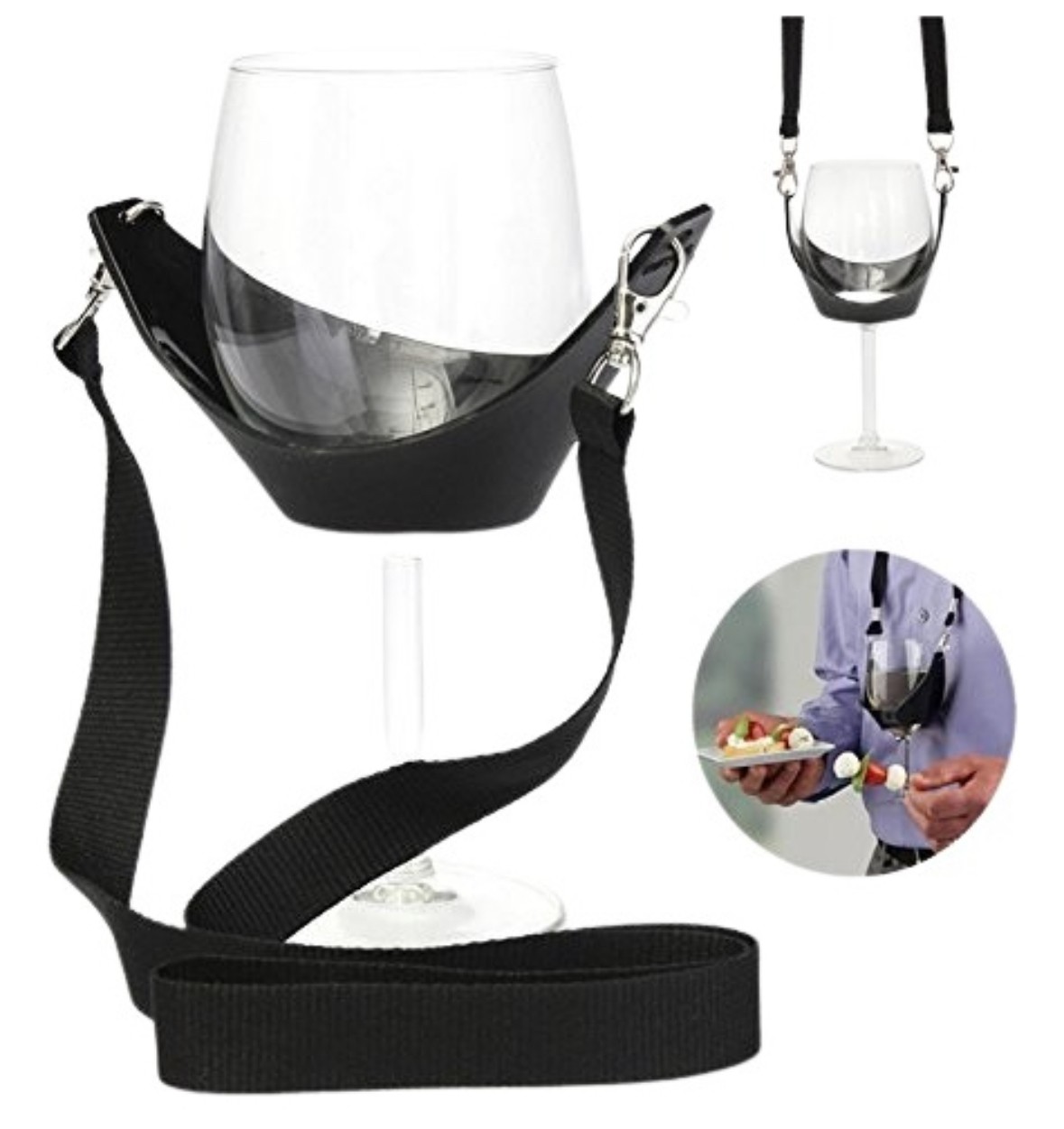 Foto 1 | 4 Porta Copas De Vino Para El Cuello, Chuyland, Negros 4 Piezas, Para Disfrutar Catas Eventos Ferias Expo Reuniones