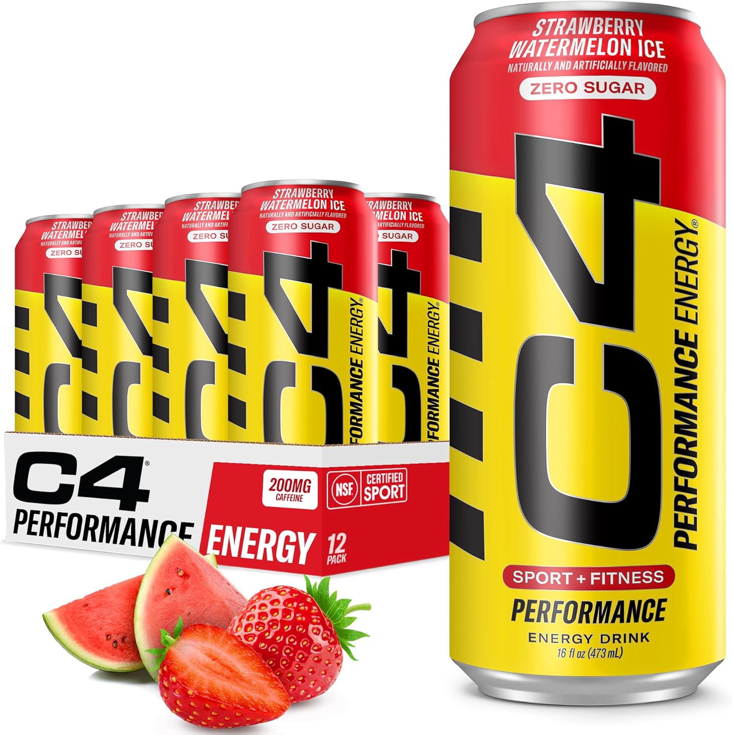 Foto 2 pulgar | C4 Energy Bebida Zero Azucar (12 Latas) Strawberry Watermelon Ice