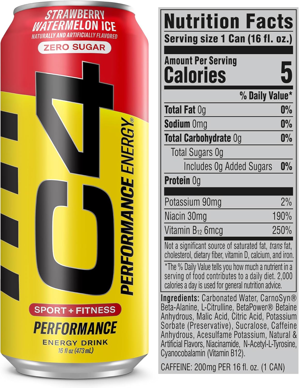 Foto 2 | C4 Energy Bebida Zero Azucar (12 Latas) Strawberry Watermelon Ice