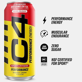 Foto 3 | C4 Energy Bebida Zero Azucar (12 Latas) Strawberry Watermelon Ice