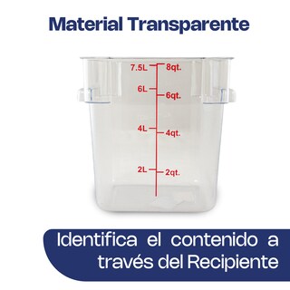 Foto 4 | Recipiente Policarbonato Graduado Cuadrado Caledonia Repocu-8 8 Qt, Graduación Doble, Libre Bpa, Apto Lavavajillas