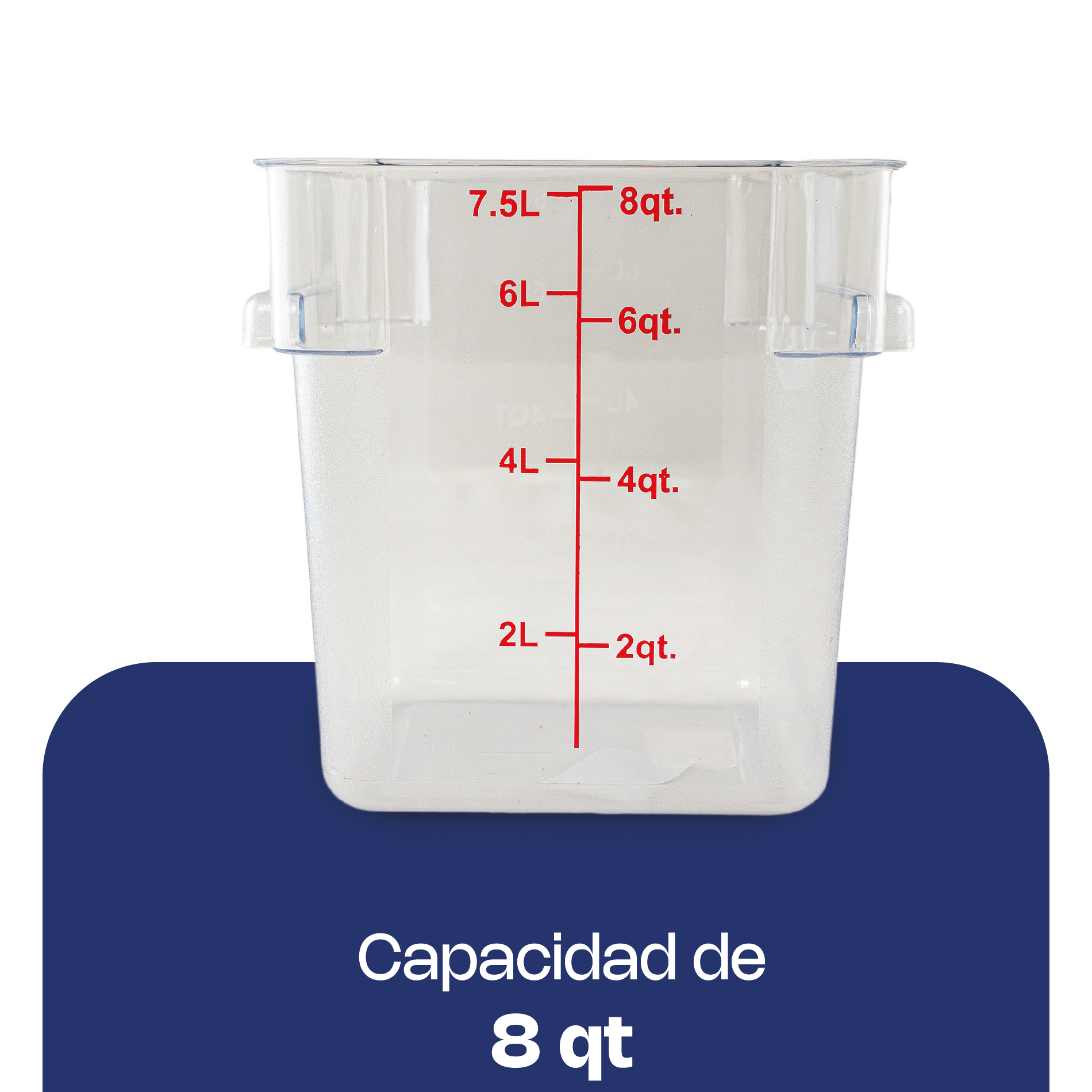 Foto 5 | Recipiente Policarbonato Graduado Cuadrado Caledonia Repocu-8  8 Qt, Graduación Doble, Libre Bpa, Apto Lavavajillas
