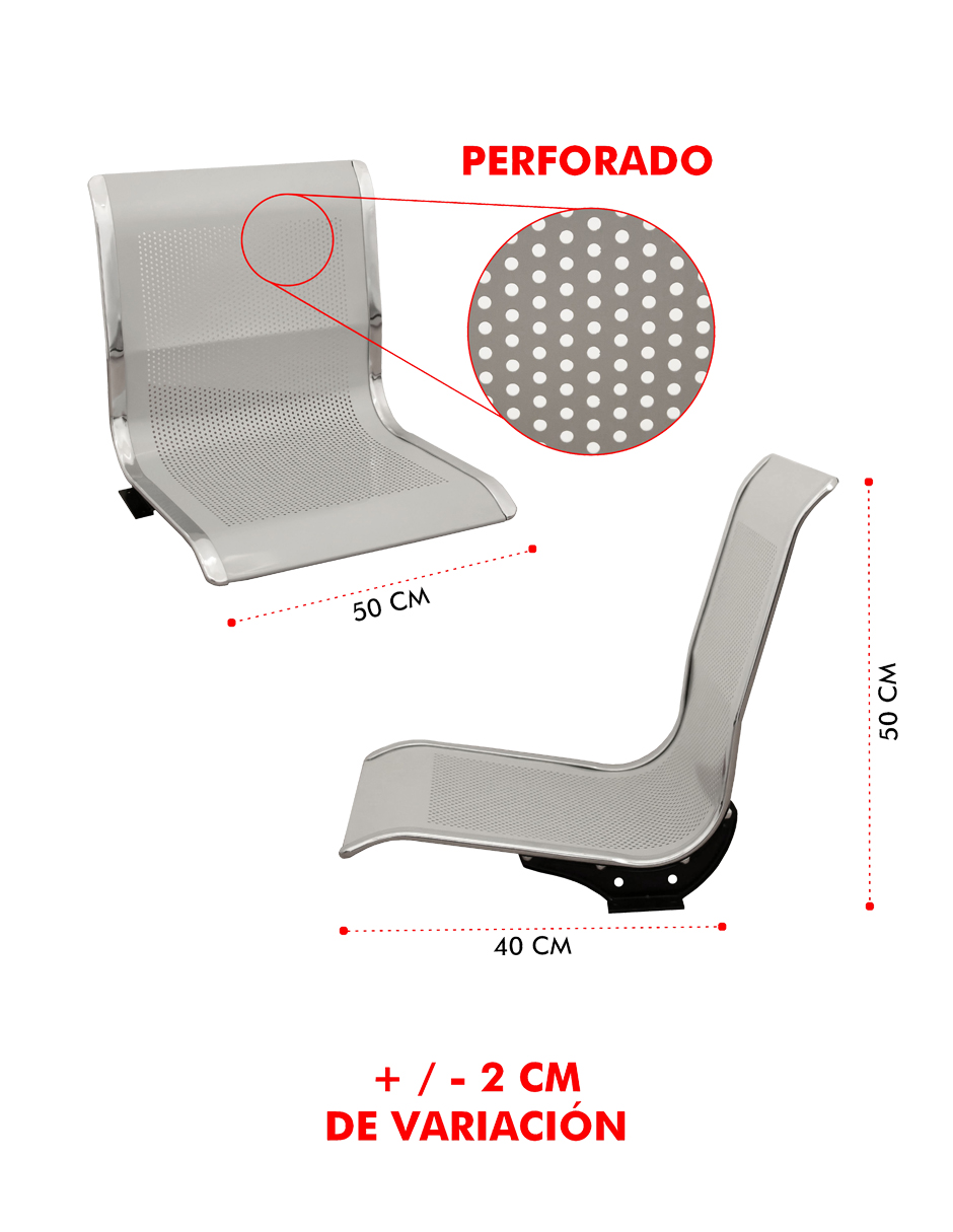 Foto 3 pulgar | Banca  4 Plazas P/sala De Espera Mindejal Mb4p Acero Banca De Espera 4 Plazas