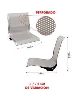 Foto 2 | Banca 4 Plazas P/sala De Espera Mindejal Mb4p Acero Banca De Espera 4 Plazas