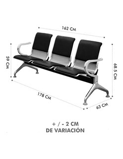Foto 1 | Banca 3 Plazas C/panelos P/sala De Espera Mindejal Mb3pp Acero Banca De Espera 3 Plazas Con Panelos