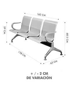 Foto 1 | Banca 3 Plazas P/sala De Espera Mindejal Mb3p Acero Banca De Espera 3 Plazas