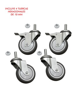 Foto 5 | Pack De 4 Ruedas Mindejal Minru30 Gris Acero Inoxidable Incluye Dos Con Freno Y Dos Sin Freno