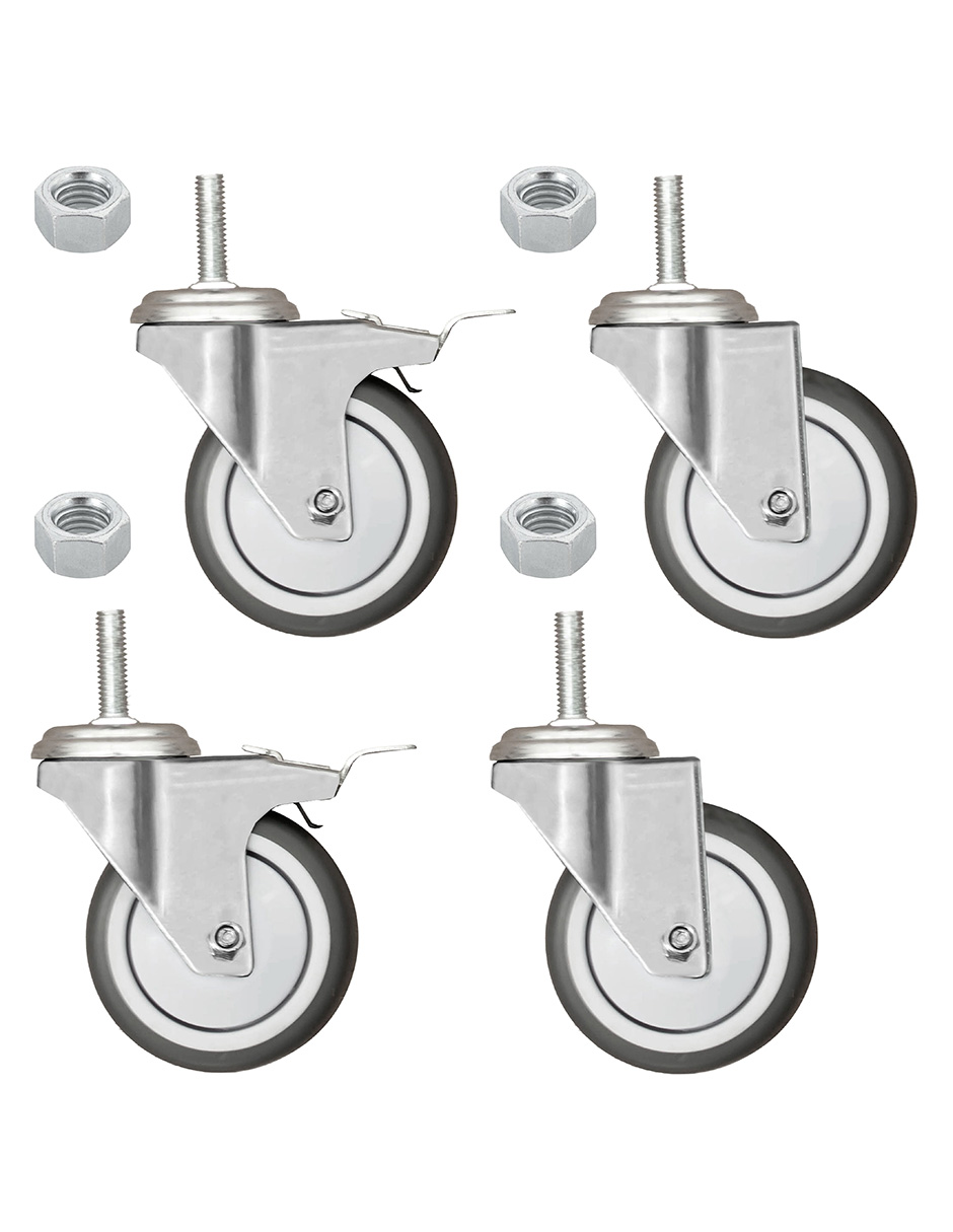 Foto 6 | Pack De 4 Ruedas Mindejal Minru30 Gris Acero Inoxidable Incluye Dos Con Freno Y Dos Sin Freno