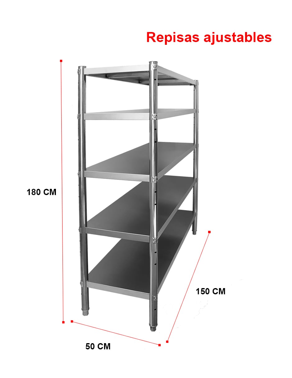 Estante Anaquel  Mindejal Sl-500 Gris De Acero Inoxidable 5 Niveles $5,431