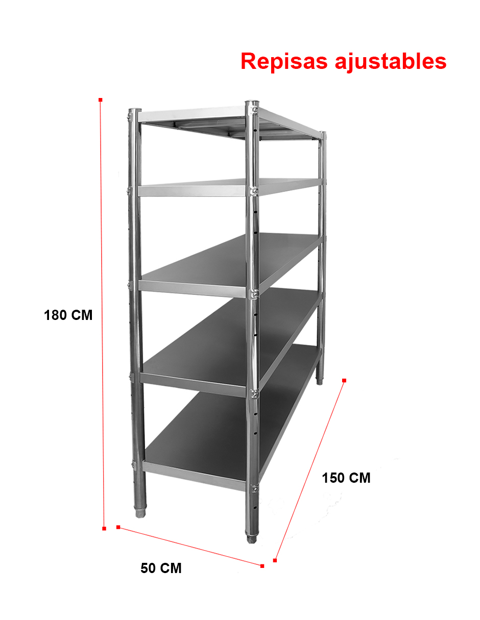 Foto 1 | Estante Anaquel  Mindejal Sl-500 Gris De Acero Inoxidable 5 Niveles