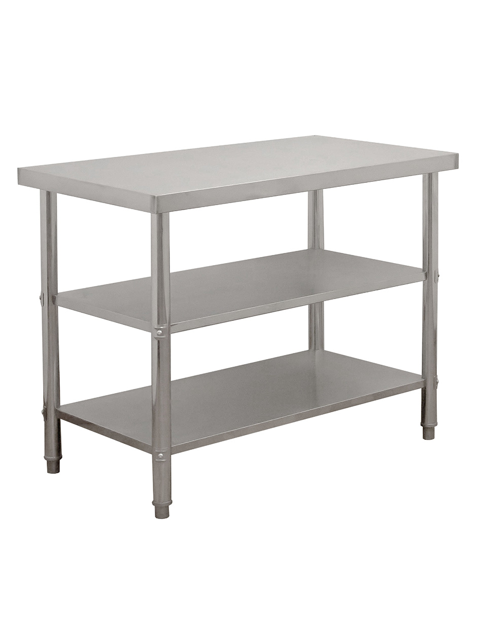 Foto 2 pulgar | Mesa Doble Entrepaño Mindejal WT0020 Gris de Acero Inoxidable 120 x 60 cm