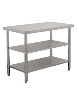Foto 1 | Mesa Doble Entrepaño Mindejal WT0020 Gris de Acero Inoxidable 120 x 60 cm