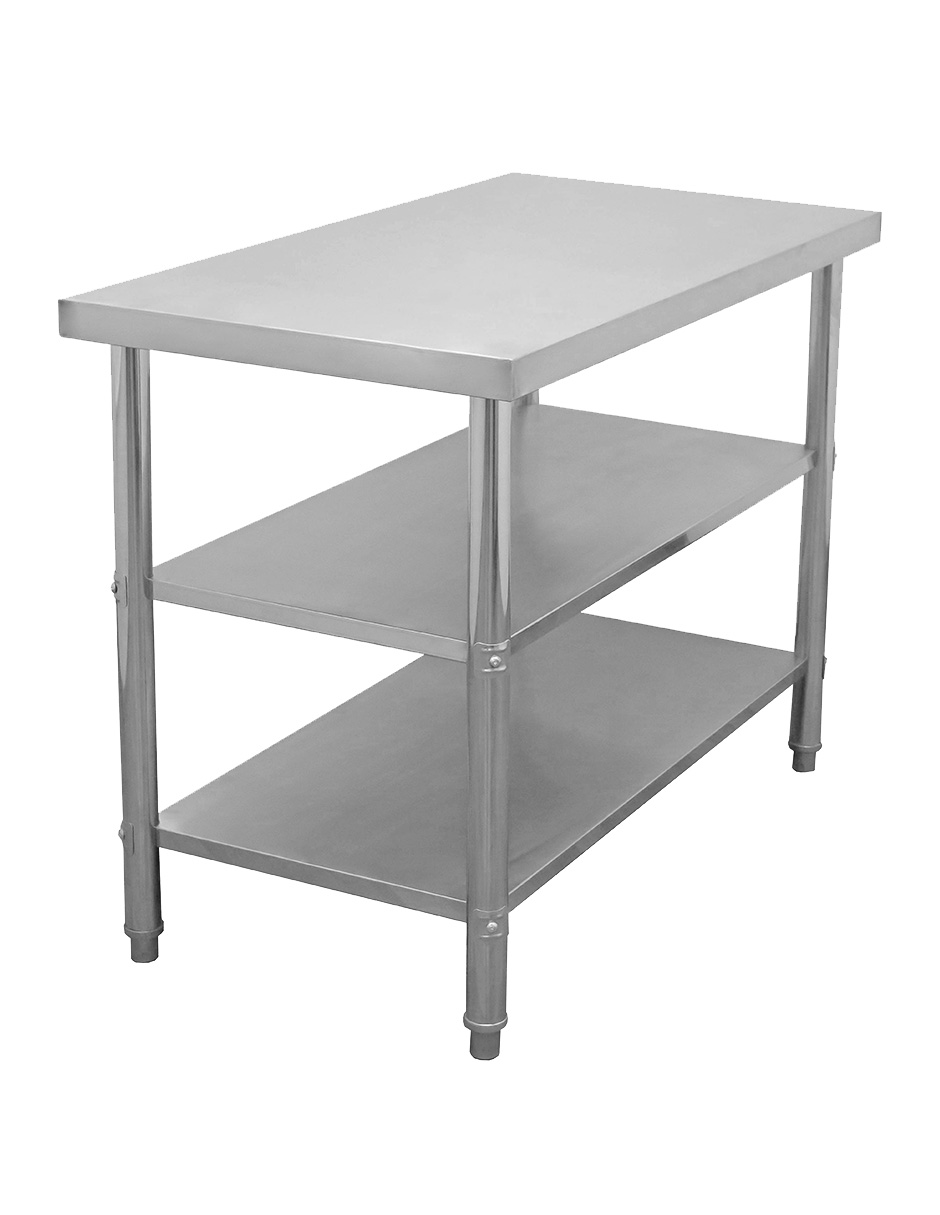 Foto 3 pulgar | Mesa Doble Entrepaño Mindejal WT0020 Gris de Acero Inoxidable 120 x 60 cm