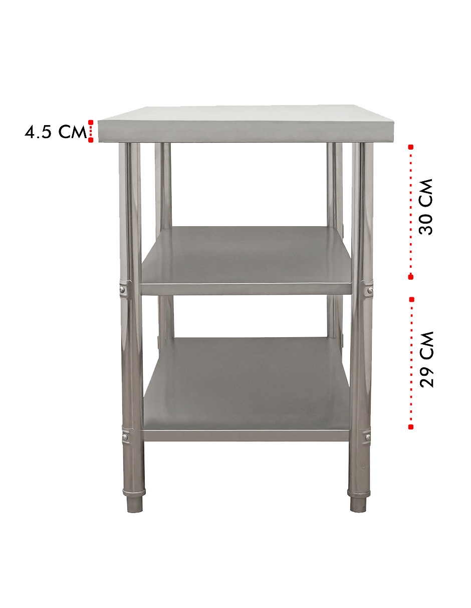 Foto 4 | Mesa Doble Entrepaño Mindejal WT0020 Gris de Acero Inoxidable 120 x 60 cm