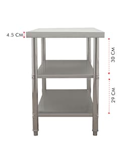 Foto 4 | Mesa Doble Entrepaño Mindejal WT0020 Gris de Acero Inoxidable 120 x 60 cm
