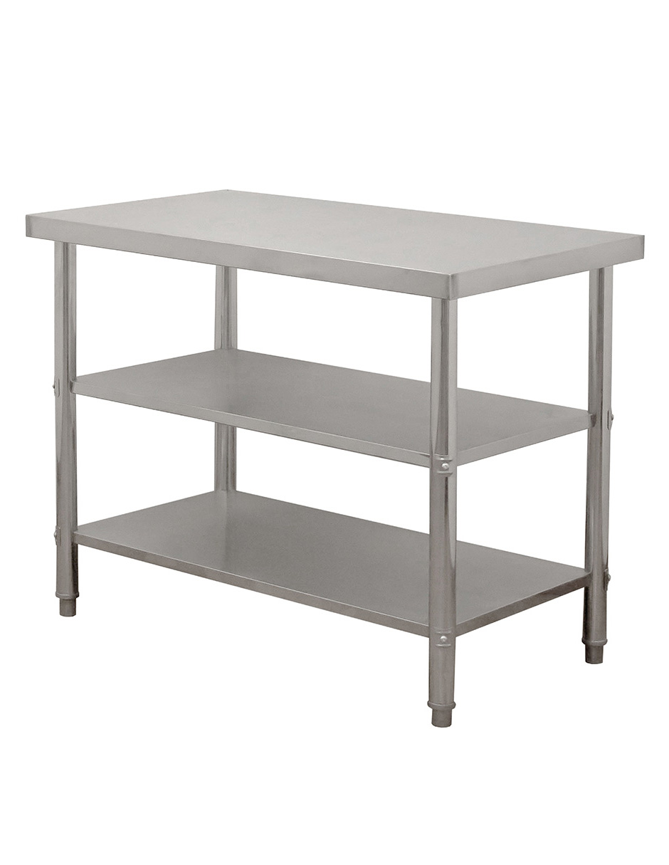 Foto 6 pulgar | Mesa Doble Entrepaño Mindejal WT0020 Gris de Acero Inoxidable 120 x 60 cm