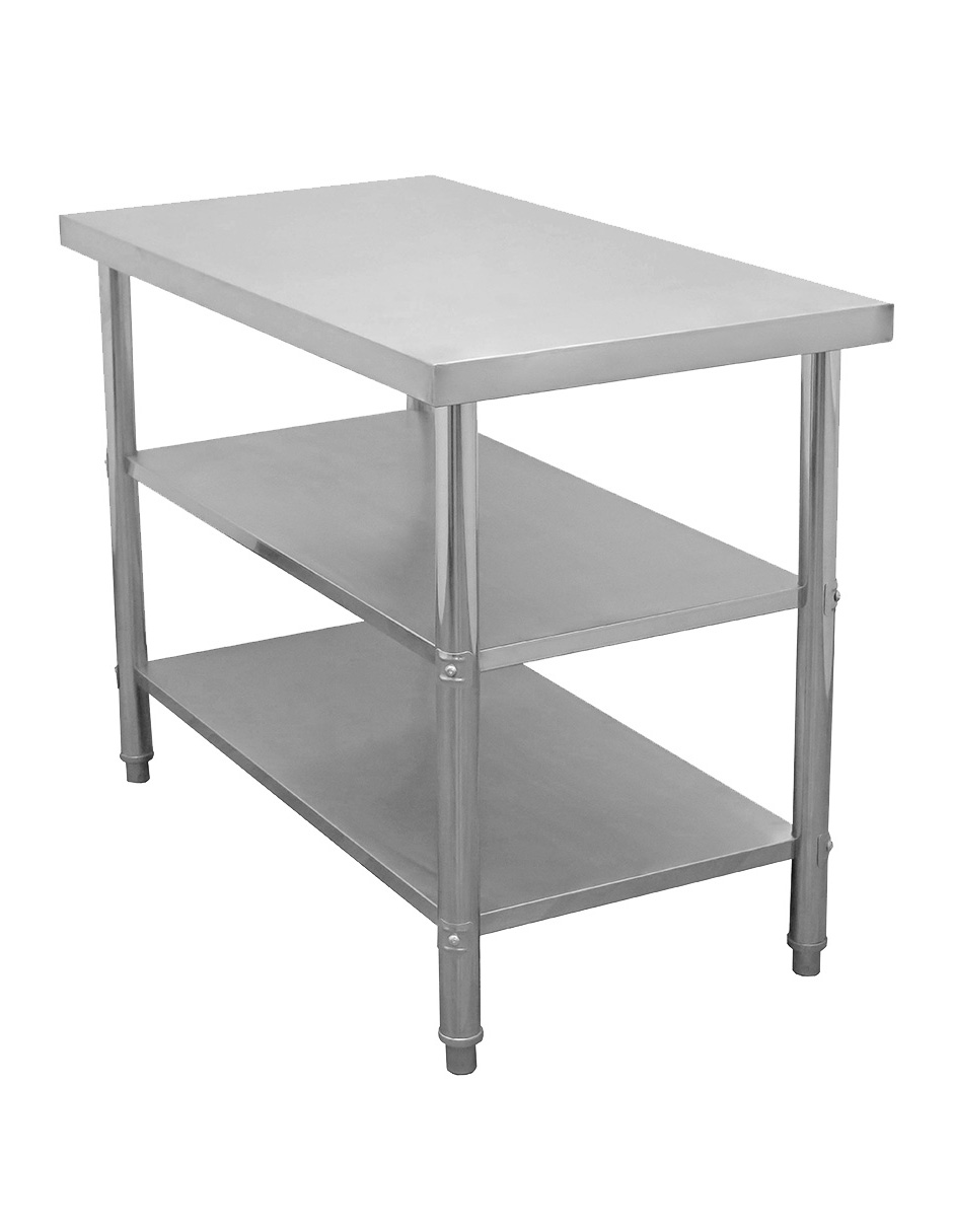 Foto 7 pulgar | Mesa Doble Entrepaño Mindejal WT0020 Gris de Acero Inoxidable 120 x 60 cm