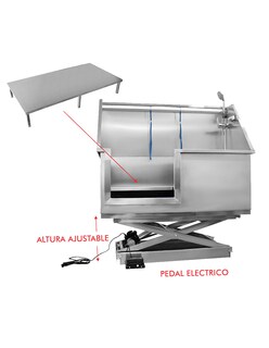 Foto 5 | Bañera Para Mascotas Mindejal Bpm-170 Gris De Acero Inoxidable Pedal Eléctrico, Altura Ajustable
