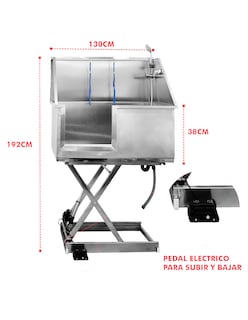 Foto 6 | Bañera Para Mascotas Mindejal Bpm-170 Gris De Acero Inoxidable Pedal Eléctrico, Altura Ajustable