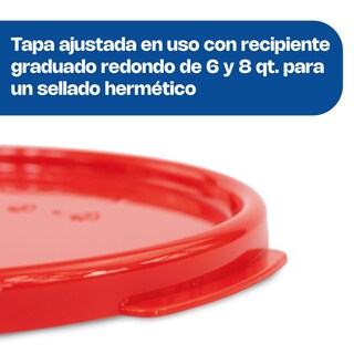 Foto 2 | Tapa Para Recipiente Graduado Redondo Caledonia, Polietileno, Para Recipientes De 6 Y 8 Qt, Higiénica Y Duradera, T