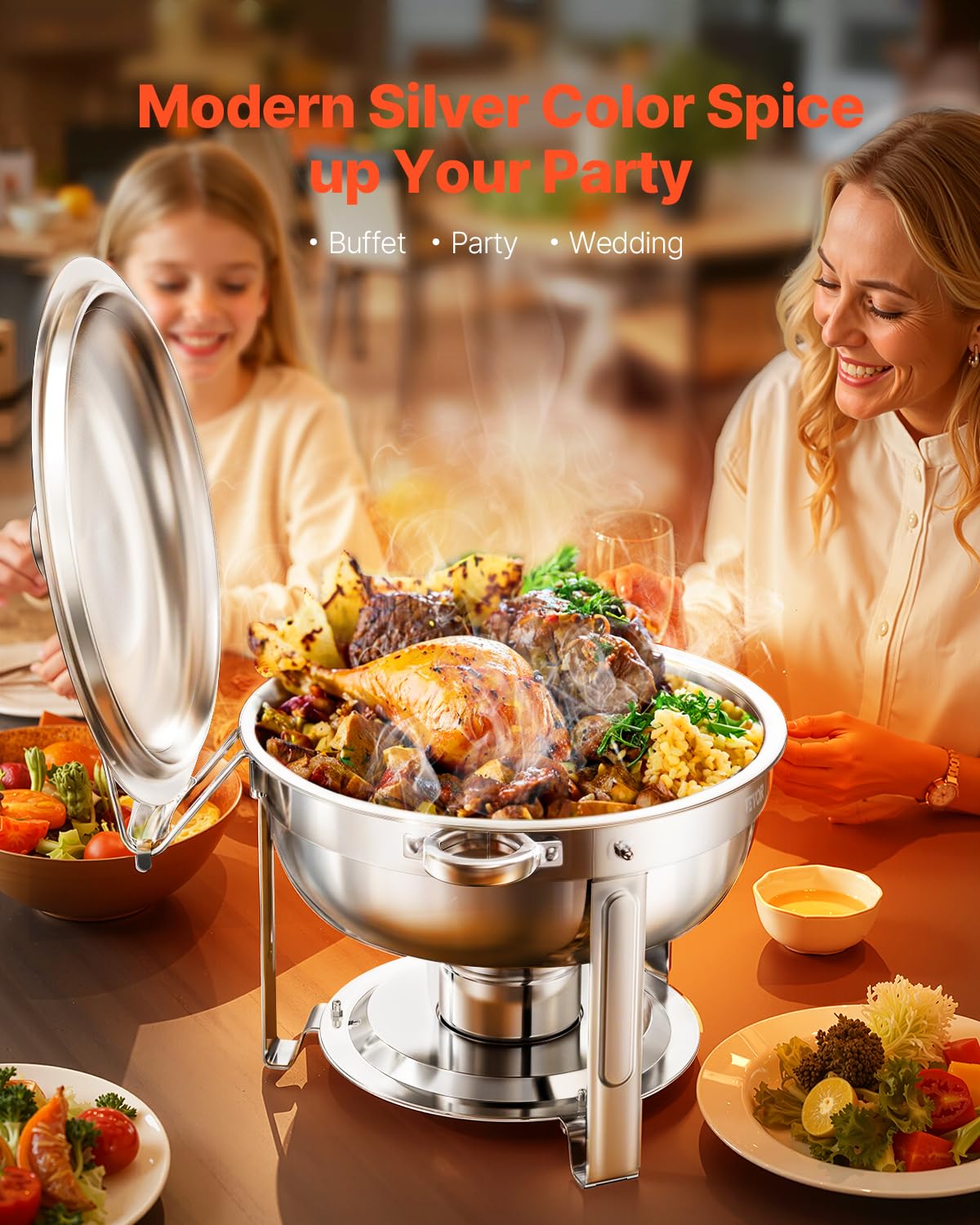 Foto 2 | Bufetera Hafing Dish Vevor 5 Litros 2 Unidades Acero Inoxidable - Venta Internacional