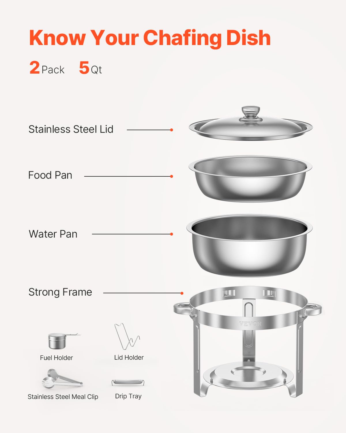 Foto 7 pulgar | Bufetera Hafing Dish Vevor 5 Litros 2 Unidades Acero Inoxidable - Venta Internacional