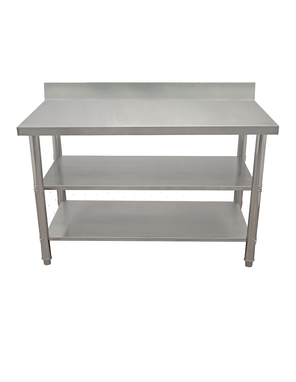 Foto 6 pulgar | Mesa A Pared Doble 110x60 Santiva Mespd05 Gris De Acero Inoxidable Doble Entrepaño