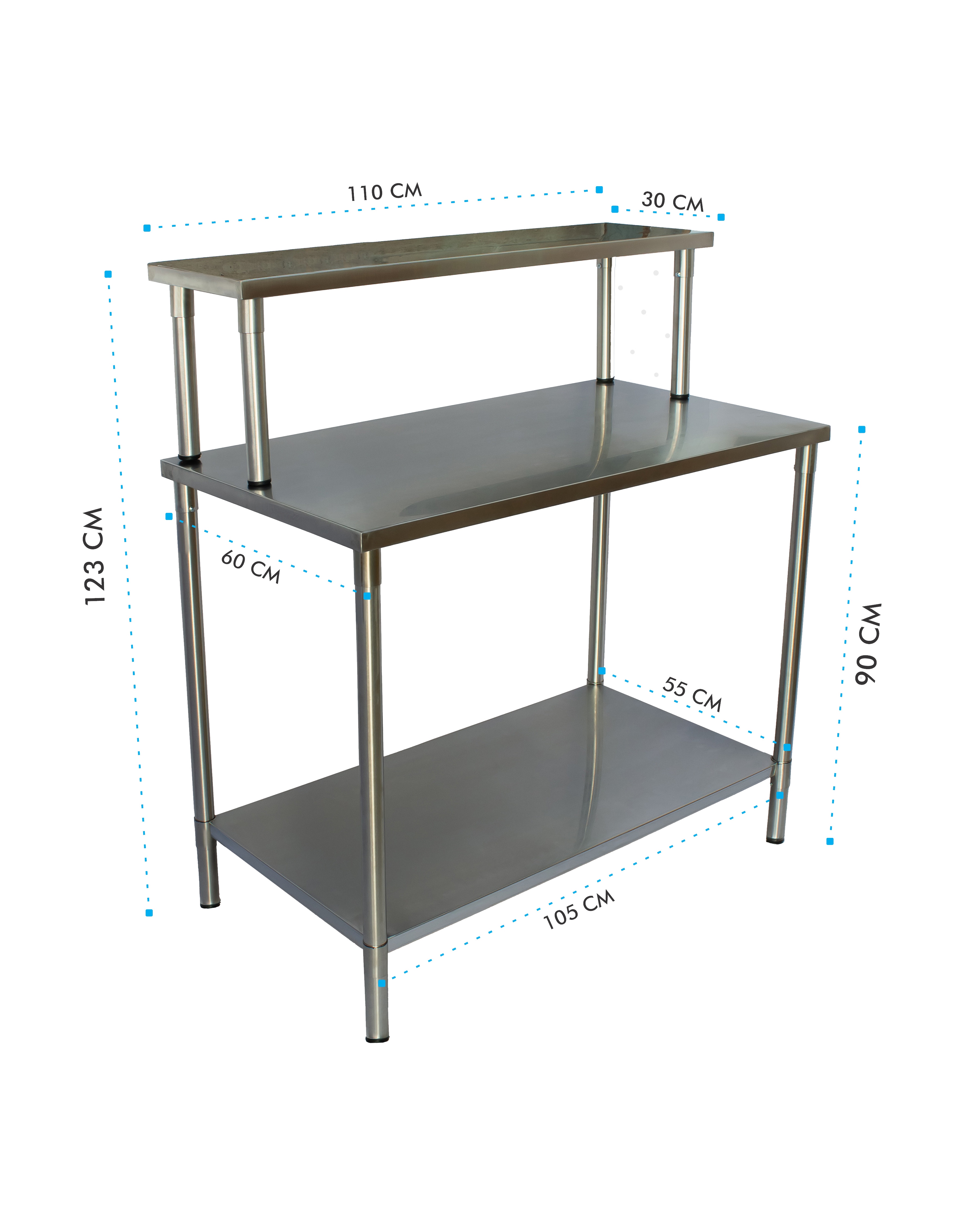 Foto 2 pulgar | Mesa Con Repisa Santiva Mesr110x6 Gris De Acero Inoxidable Con Repisa