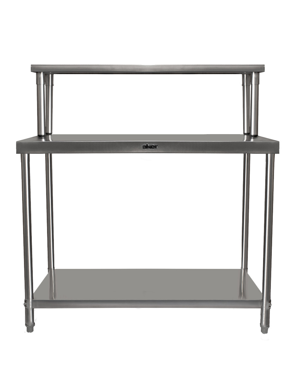 Foto 3 pulgar | Mesa Con Repisa Santiva Mesr110x6 Gris De Acero Inoxidable Con Repisa