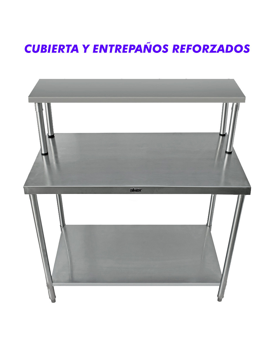 Foto 5 pulgar | Mesa Con Repisa Santiva Mesr110x6 Gris De Acero Inoxidable Con Repisa