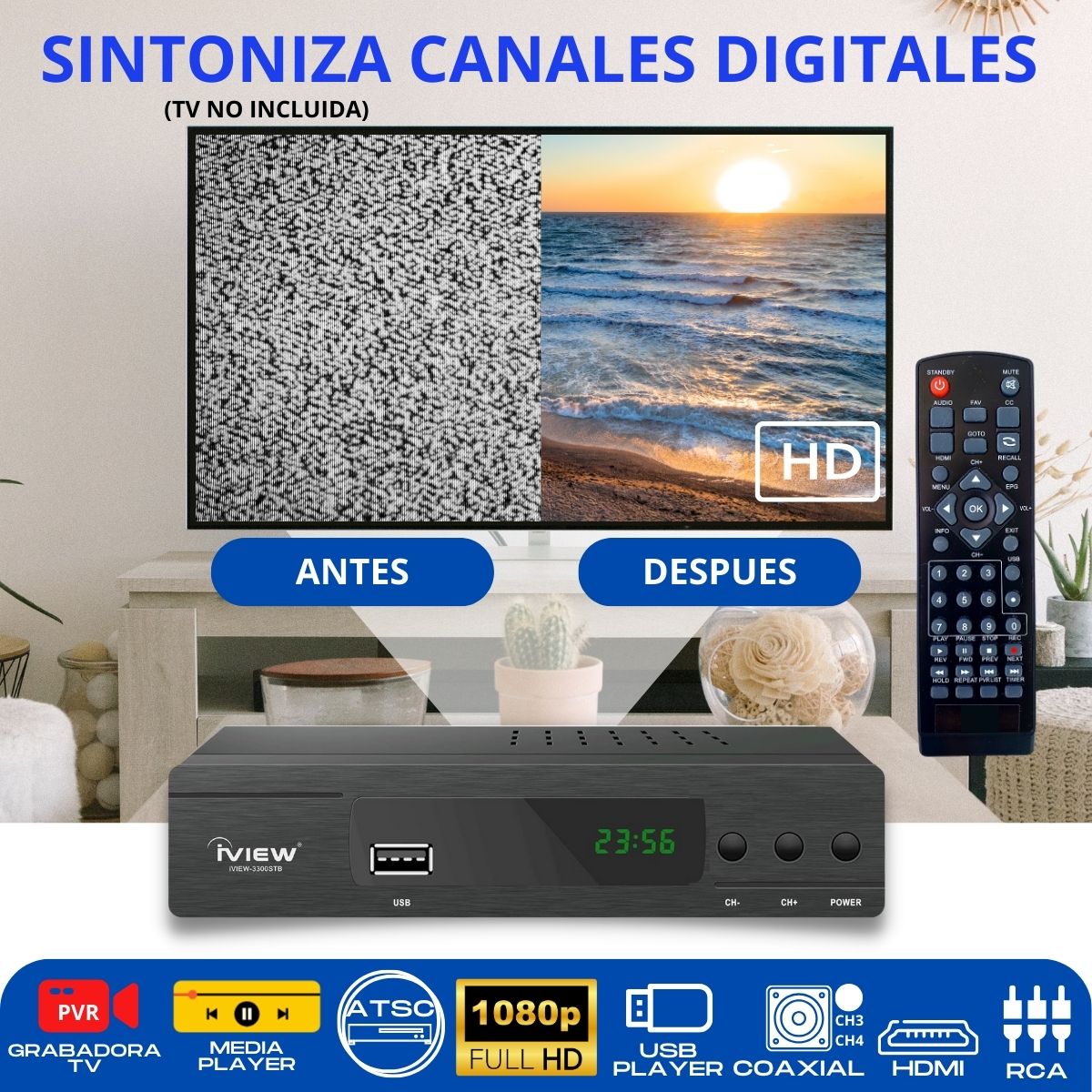 Foto 4 pulgar | Decodificador Digital Para Tv Full Hd 1080p  Sintonizador Digital