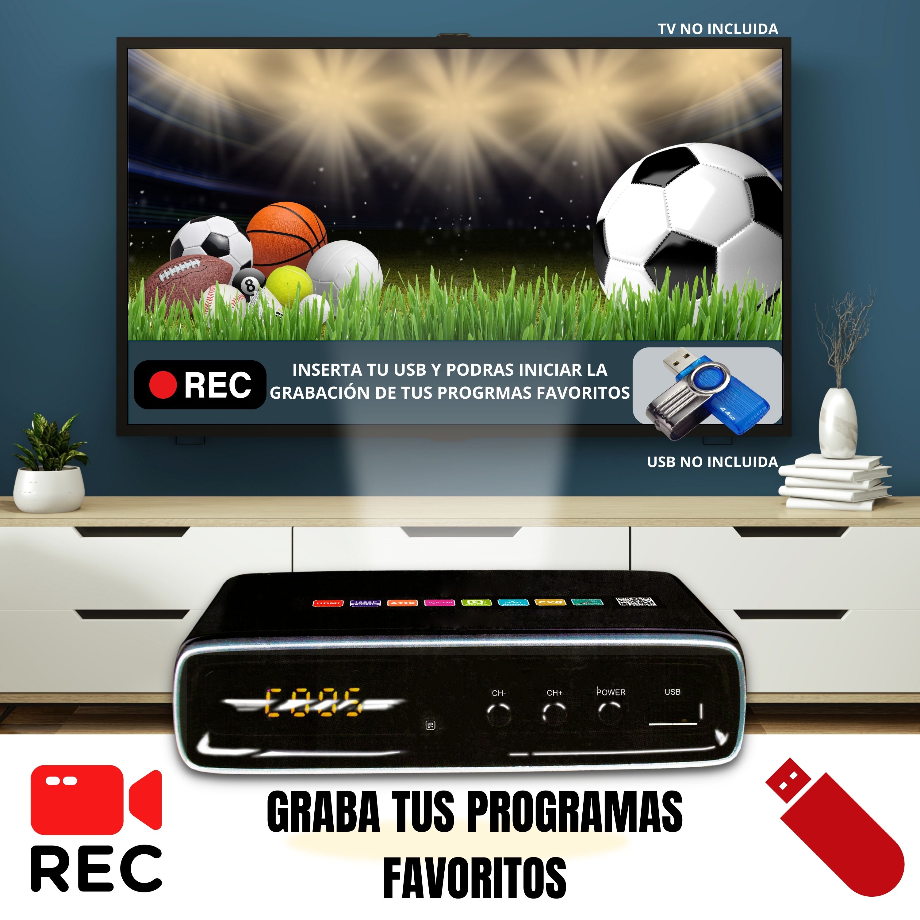 Foto 6 pulgar | Decodificador Full Hd 1080p - Sintonizador Digital Para Televisores Convencionales - Grabación Pvr Y Control Remoto