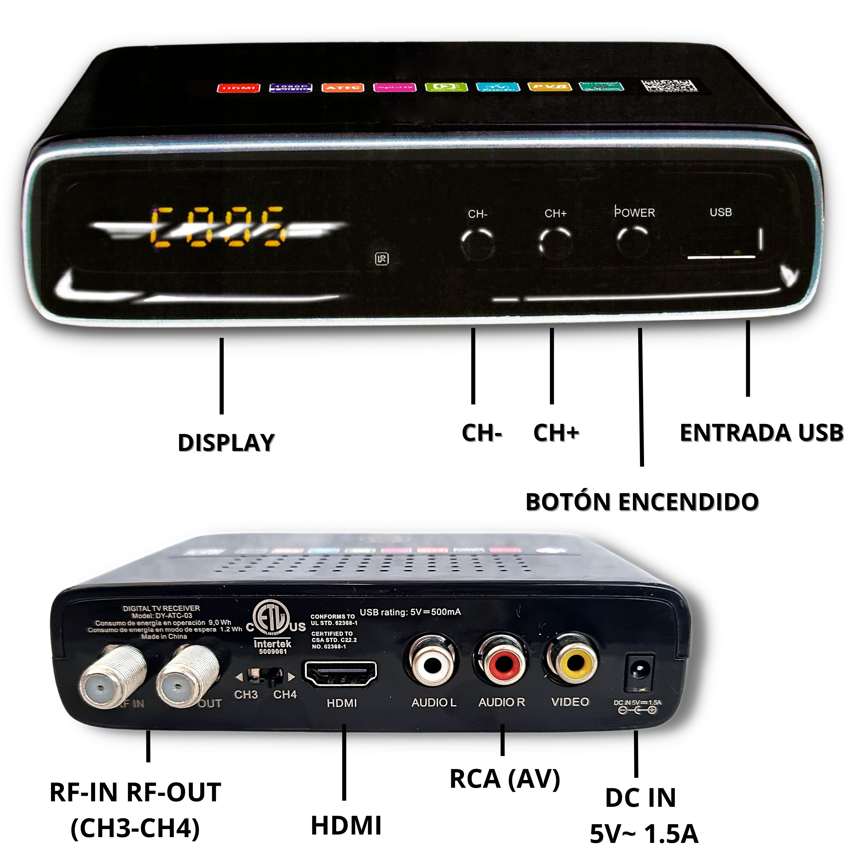 Foto 6 | Decodificador Full Hd 1080p - Sintonizador Digital Para Televisores Convencionales - Grabación Pvr Y Control Remoto