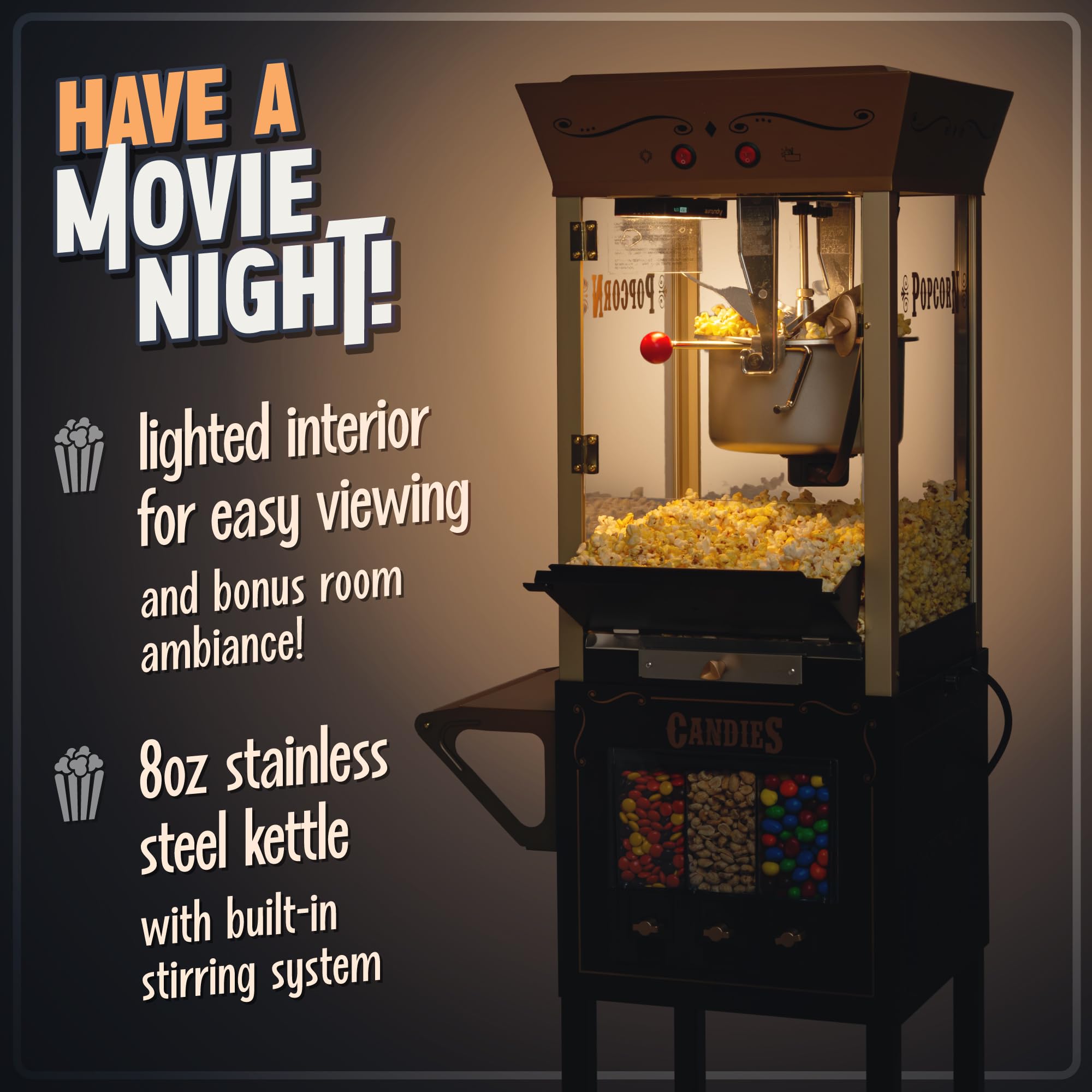 Foto 4 | Máquina de Palomitas Nostalgia Vintage de 240 Ml con Carrito Dispensador - Venta Internacional