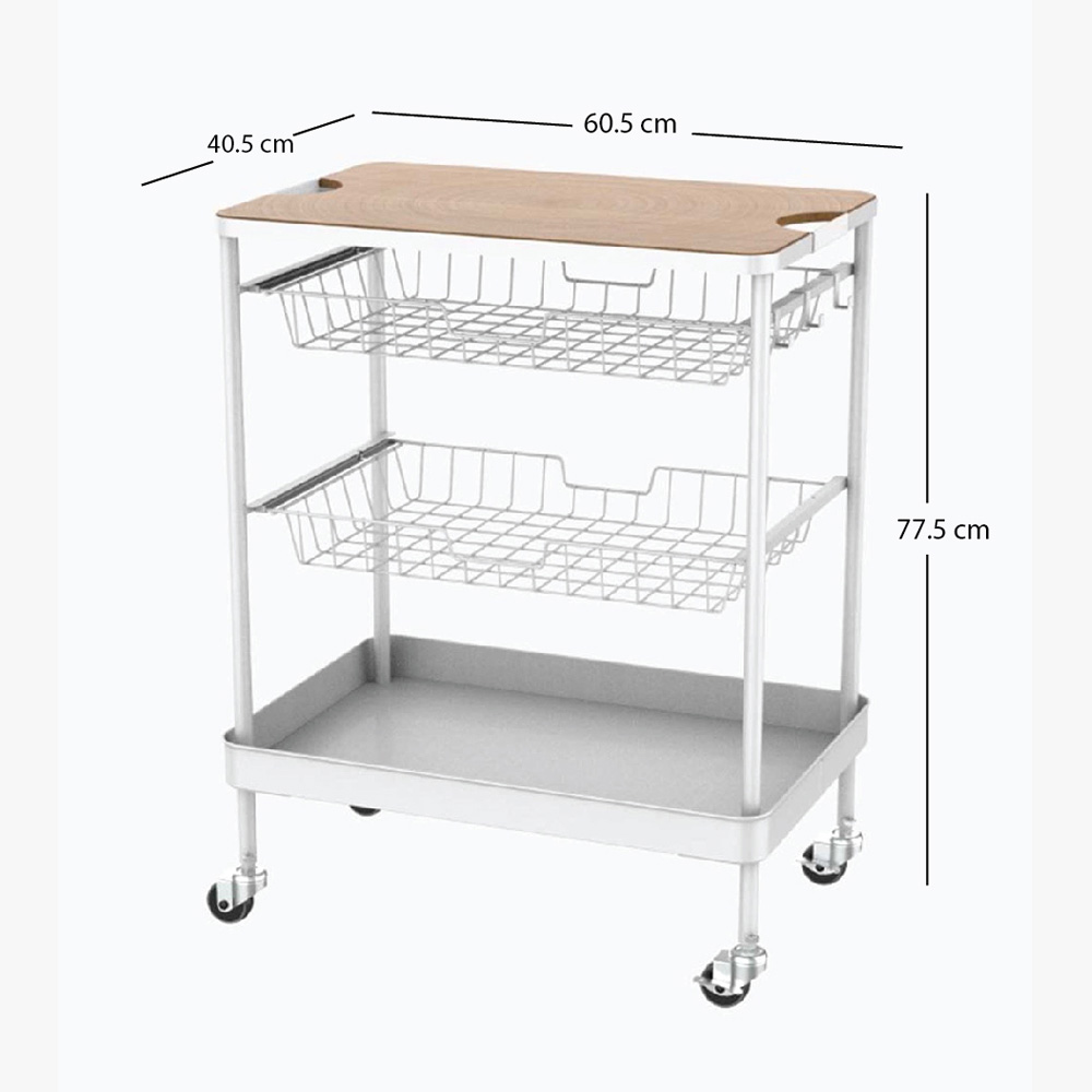 Foto 4 pulgar | Carrito De Cocina De Acero/madera con Asas Y Ruedas Wk-03 Baum Brothers