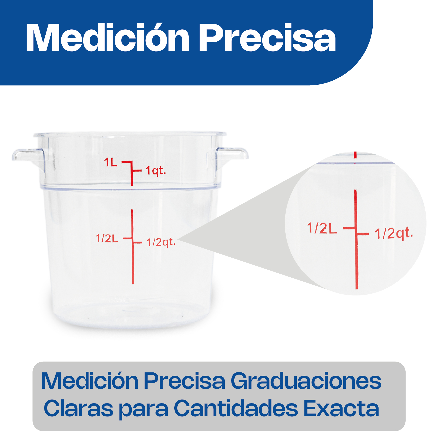 Foto 3 pulgar | Recipiente Policabornato Graduado Redondo Caledonia Repore-1  1 Qt, Graduación Doble, Libre Bpa, Apto Lavavajil