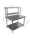 Mesa Con Repisa Doble Entrepaño Mindejal Mcr-062 Gris De Acero Inoxidable Con Repisa Y Doble Entrepaño