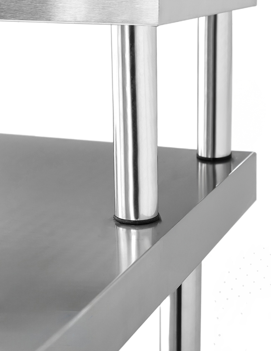 Foto 4 | Mesa Con Repisa Doble Entrepaño  Mindejal Mcr-062 Gris De Acero Inoxidable Con Repisa Y Doble Entrepaño
