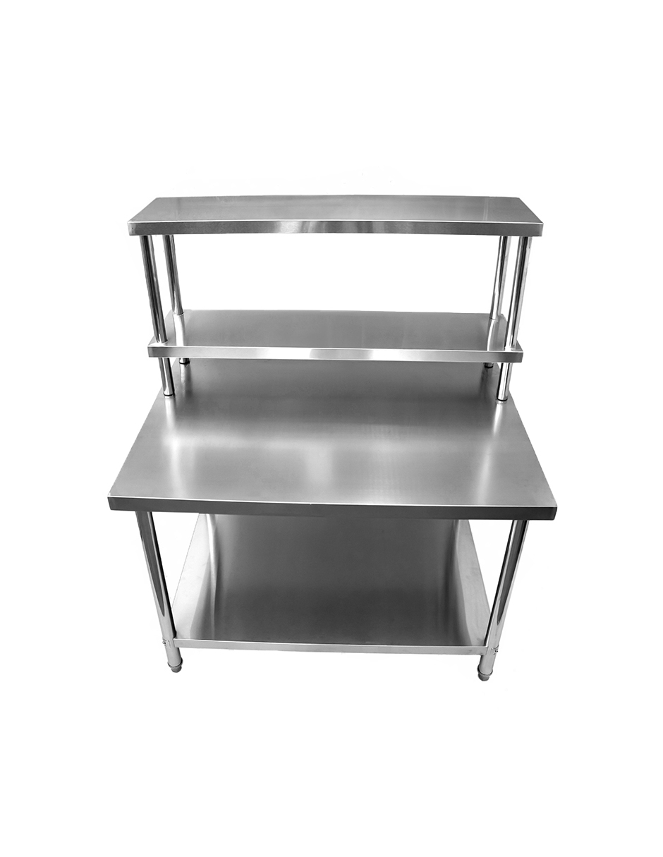 Foto 5 | Mesa Con Repisa Doble Entrepaño  Mindejal Mcr-062 Gris De Acero Inoxidable Con Repisa Y Doble Entrepaño